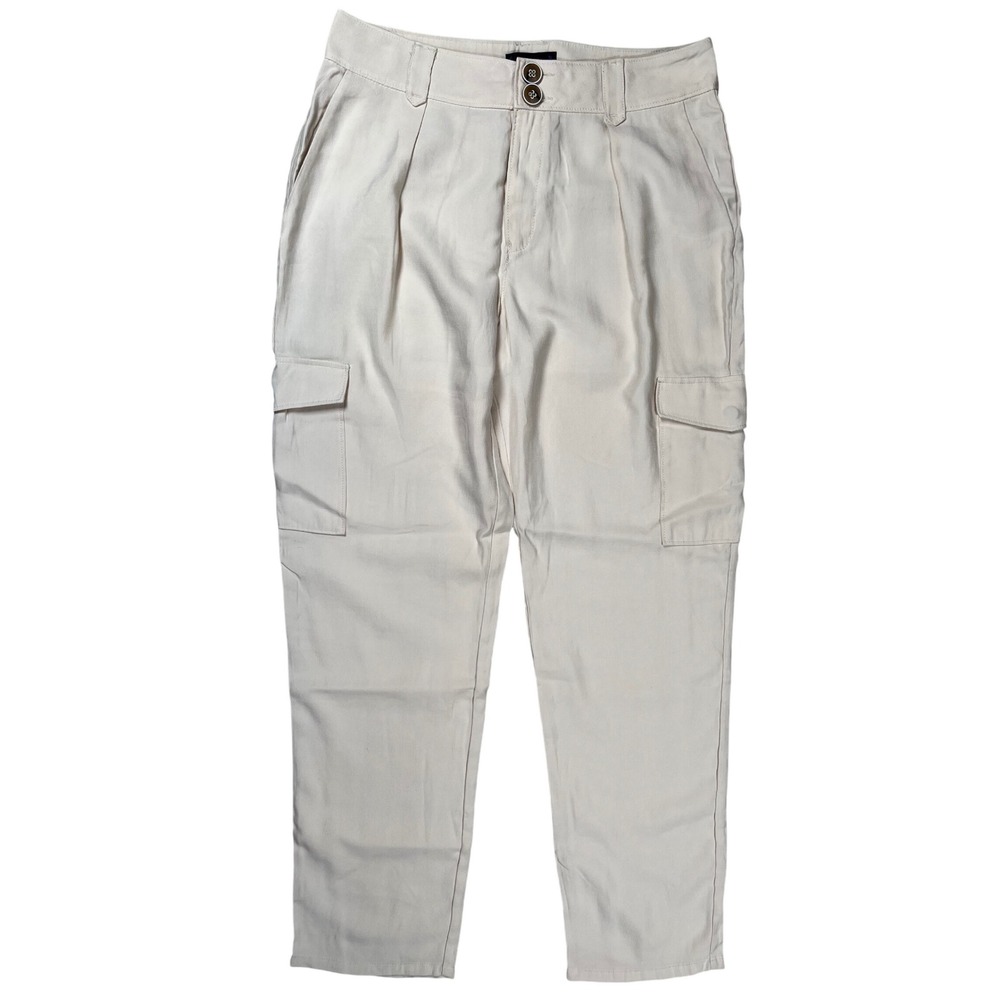 Paige Women's Becca High Waist Cargo‎ Pant Sz 6 in Birch Utility Neutral Rayon